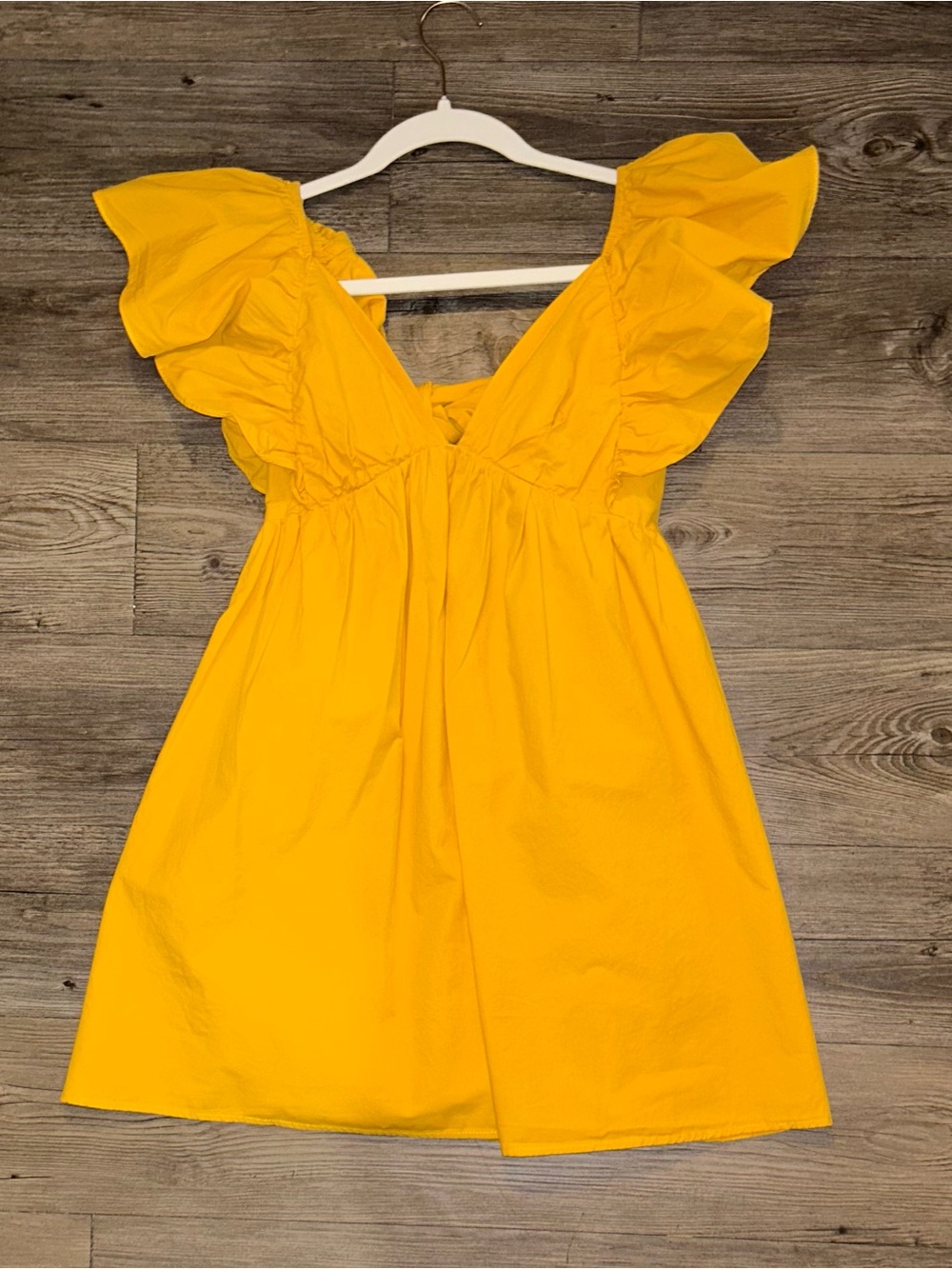 Ruffled V-Neck Mini Dress in Vibrant Orange - Picture 5 of 8